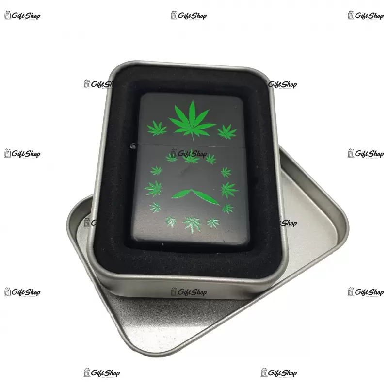 Marijuana black, bricheta gen zippo metalica model 3